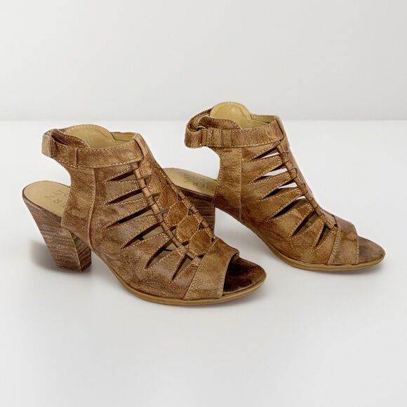 Naturalizer Talan Gladiator Sandals Brown Peep Toe Slingback Boho Western 7 M - Picture 1 of 15